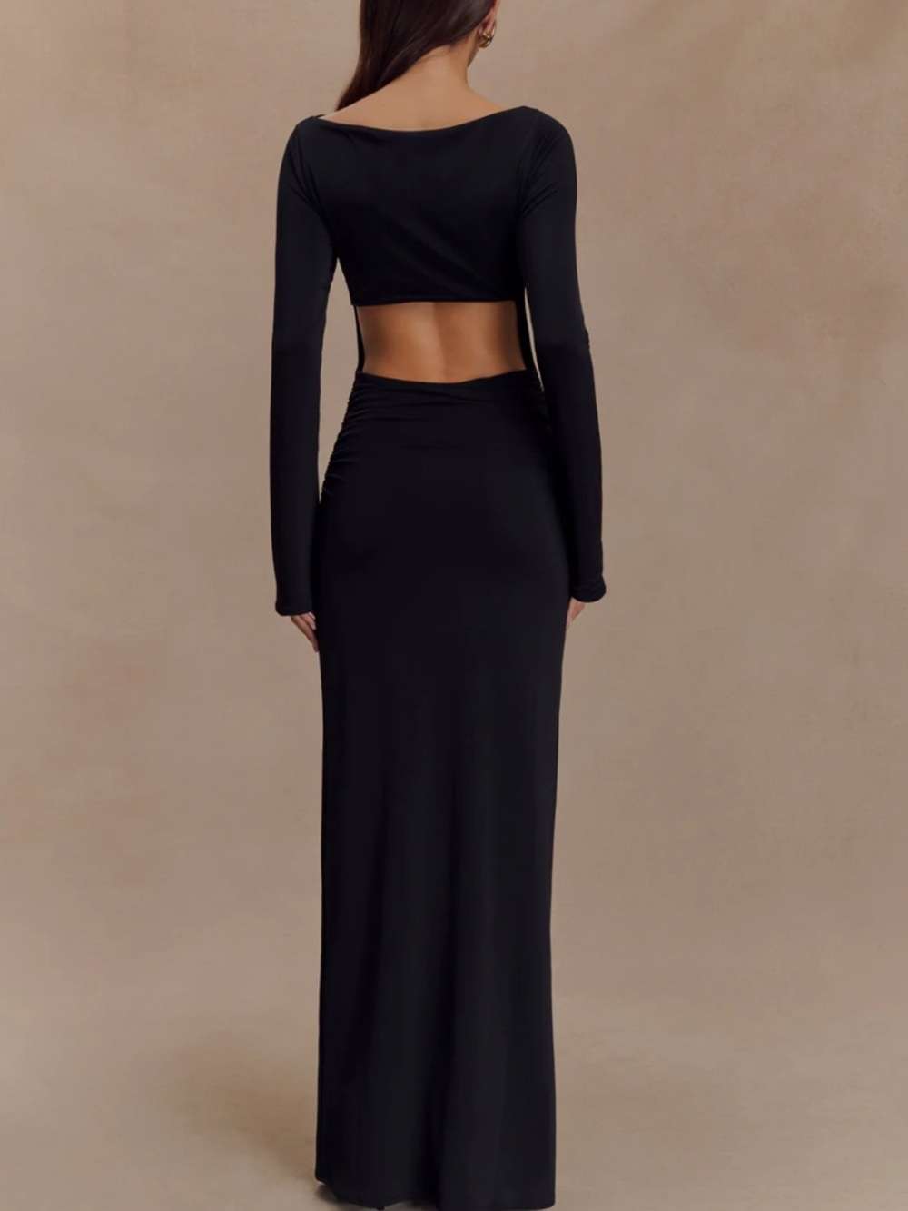 Meshki Black Long-Sleeve Cutout Maxi Dress - Picture 3 of 4